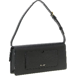 Black Polyester Shoulder Bag