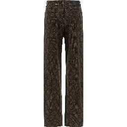Brown Cotton Straight-Leg Jeans