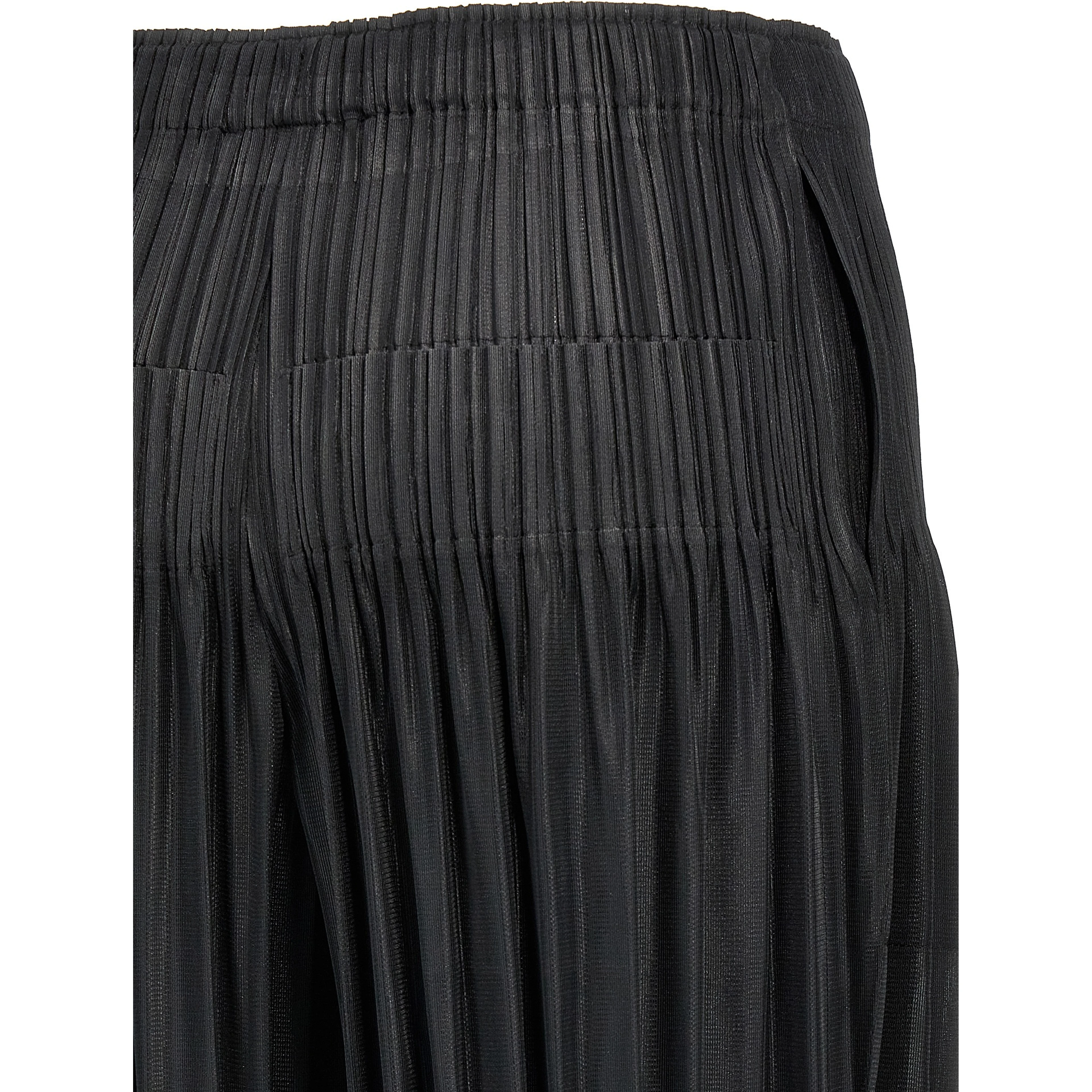 Black Polyester Casual Pants