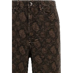 Brown Cotton Straight-Leg Jeans
