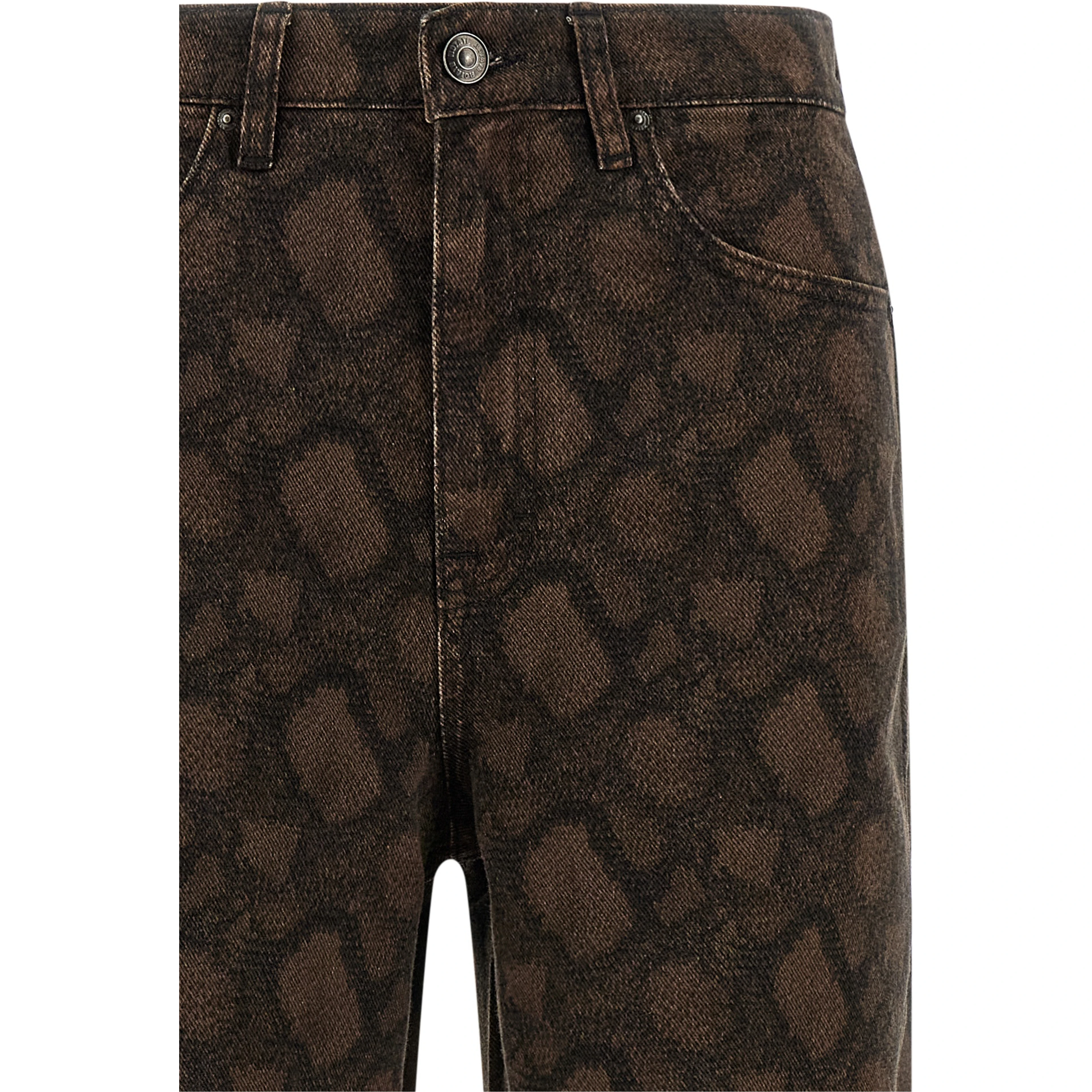 Brown Cotton Straight-Leg Jeans