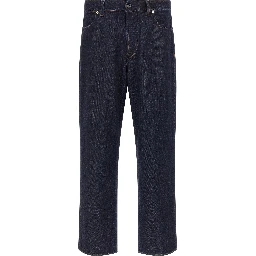 Blue Cotton Straight-Leg Jeans