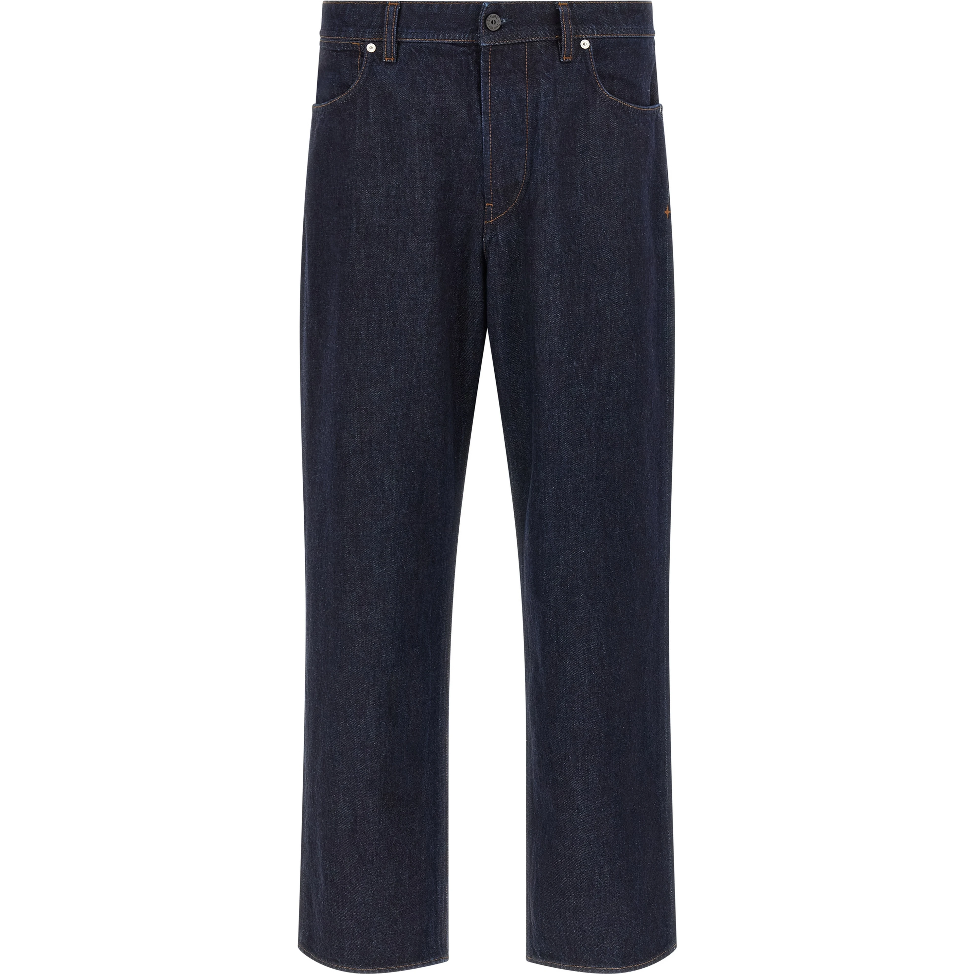 Blue Cotton Straight-Leg Jeans