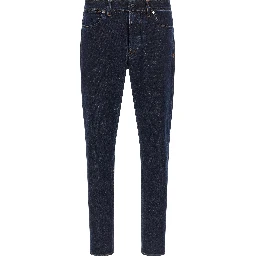 Blue Cotton Straight-Leg Jeans