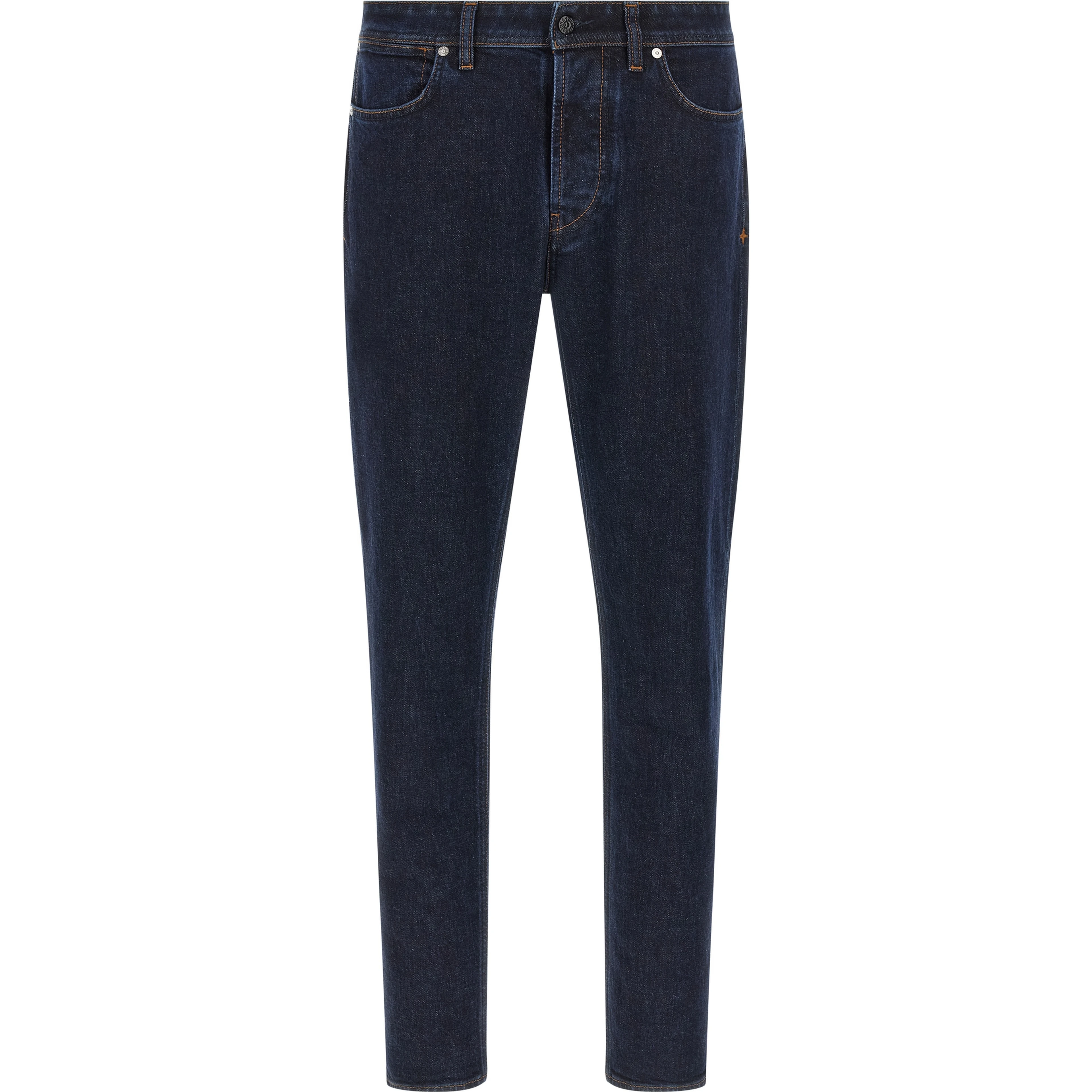 Blue Cotton Straight-Leg Jeans