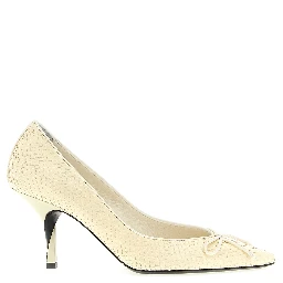 Beige Calfskin High Heel Pumps