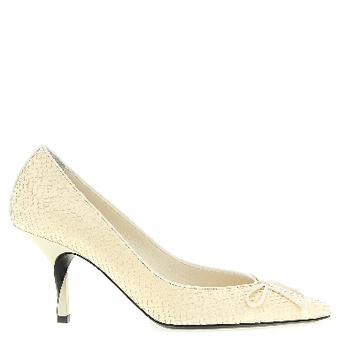 Beige Calfskin High Heel Pumps