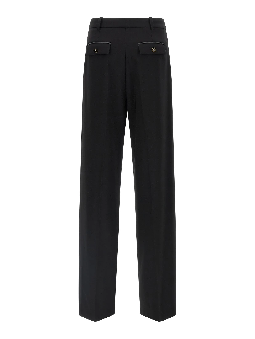 Black Polyester Casual Pants