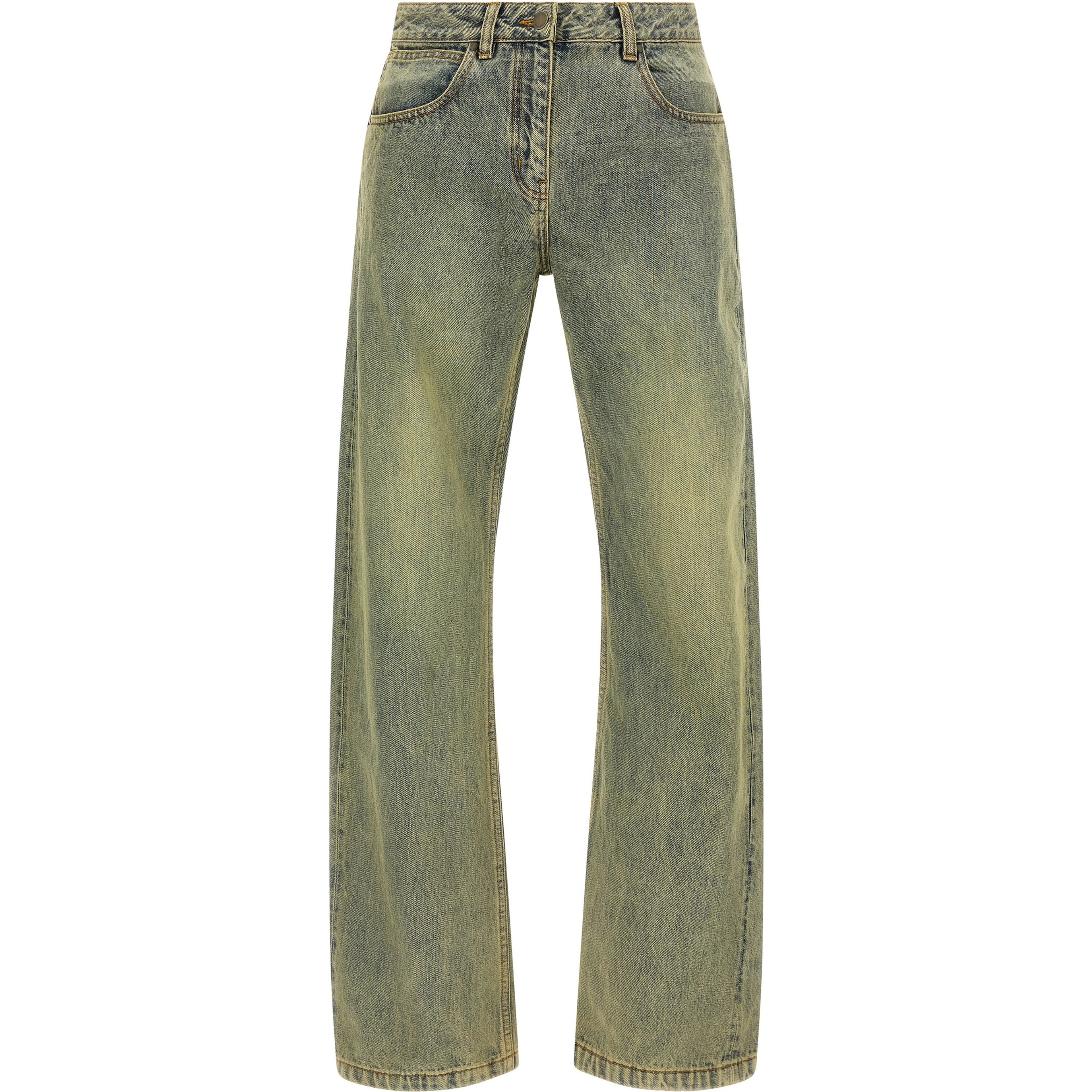 Bicolor Cotton Straight-Leg Jeans