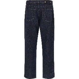 Blue Cotton Straight-Leg Jeans