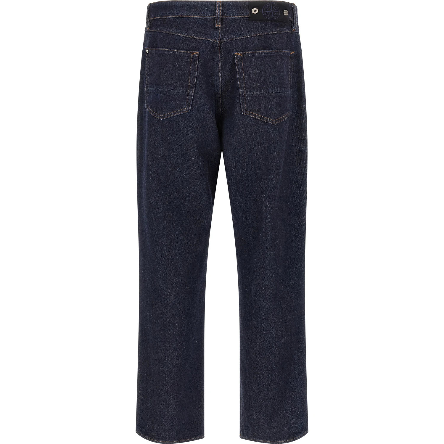 Blue Cotton Straight-Leg Jeans