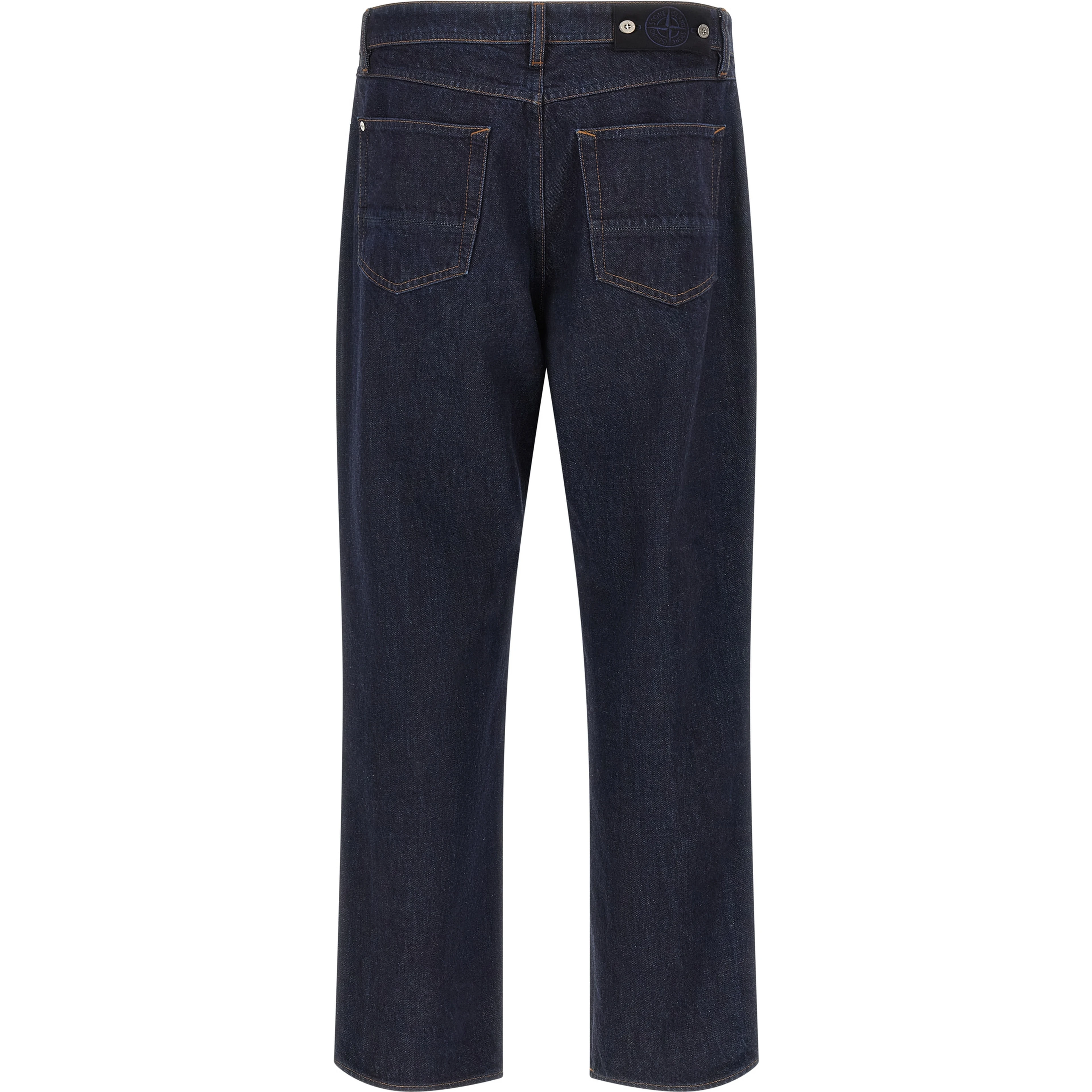 Blue Cotton Straight-Leg Jeans