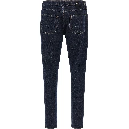 Blue Cotton Straight-Leg Jeans