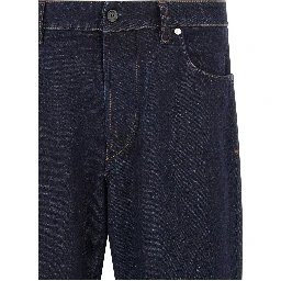 Blue Cotton Straight-Leg Jeans