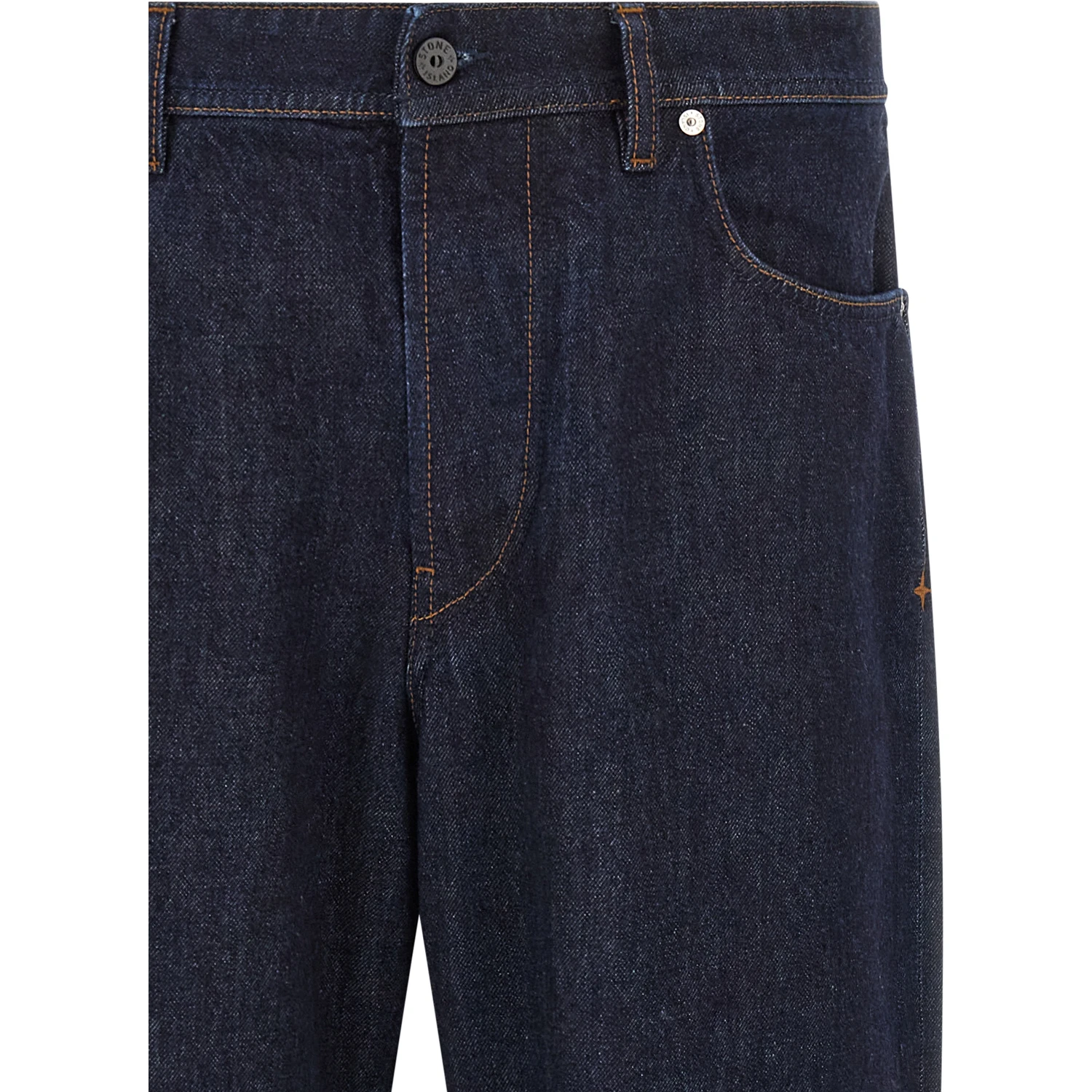 Blue Cotton Straight-Leg Jeans