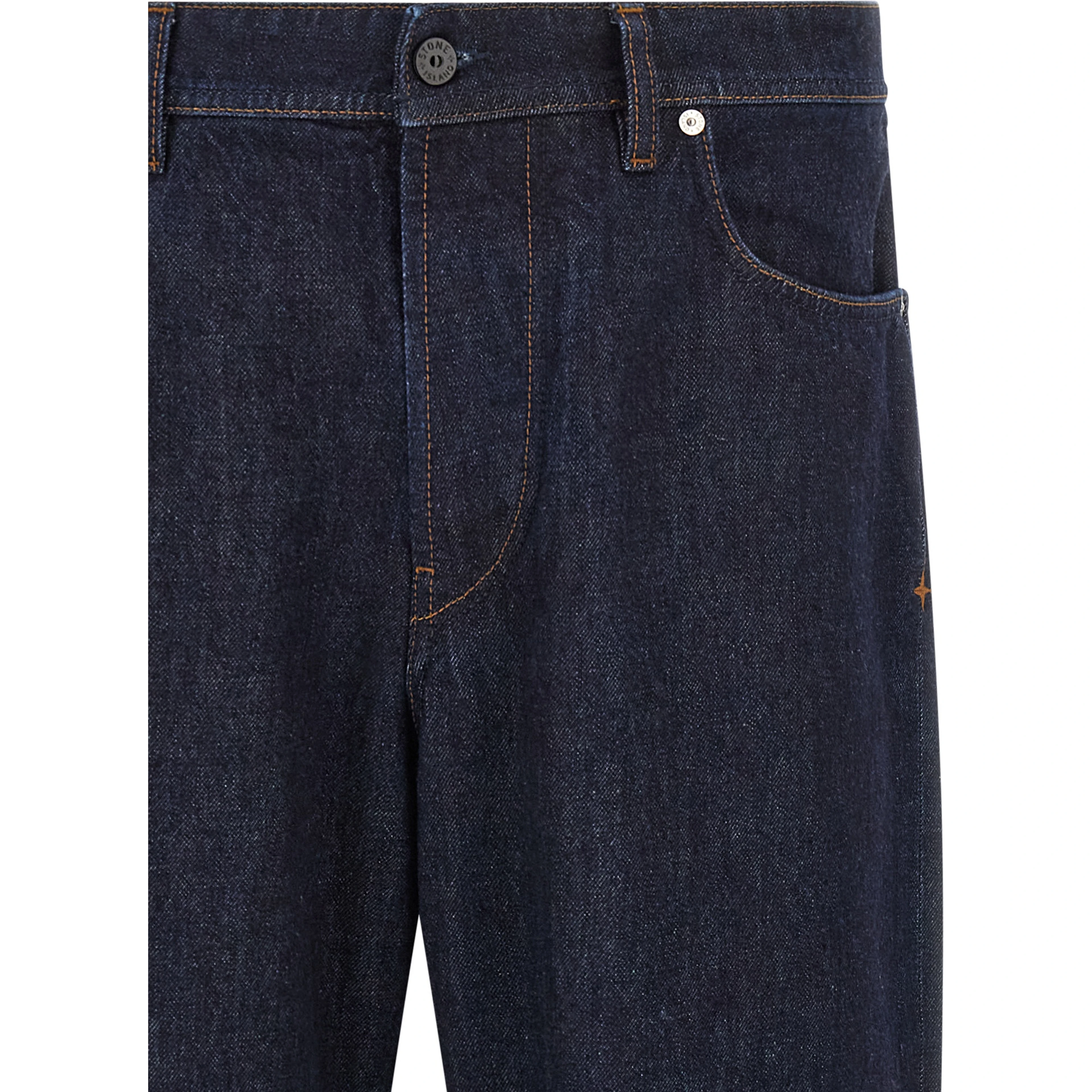 Blue Cotton Straight-Leg Jeans