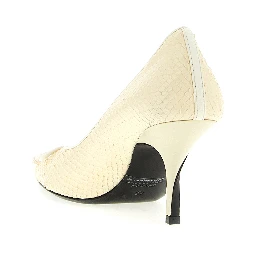 Beige Calfskin High Heel Pumps