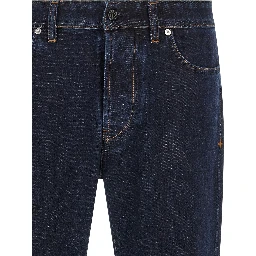 Blue Cotton Straight-Leg Jeans
