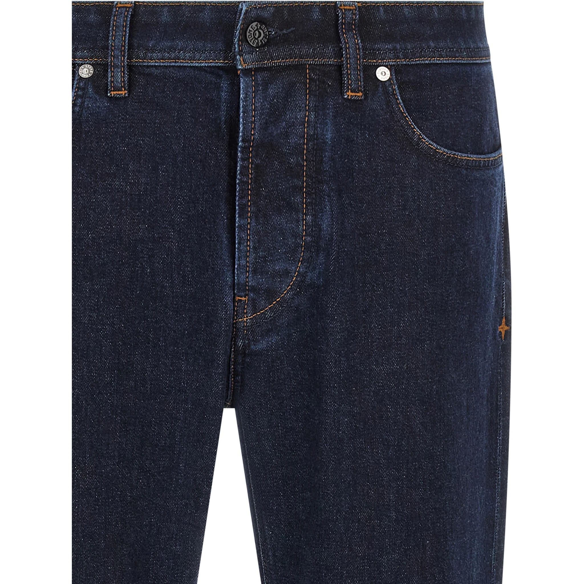 Blue Cotton Straight-Leg Jeans
