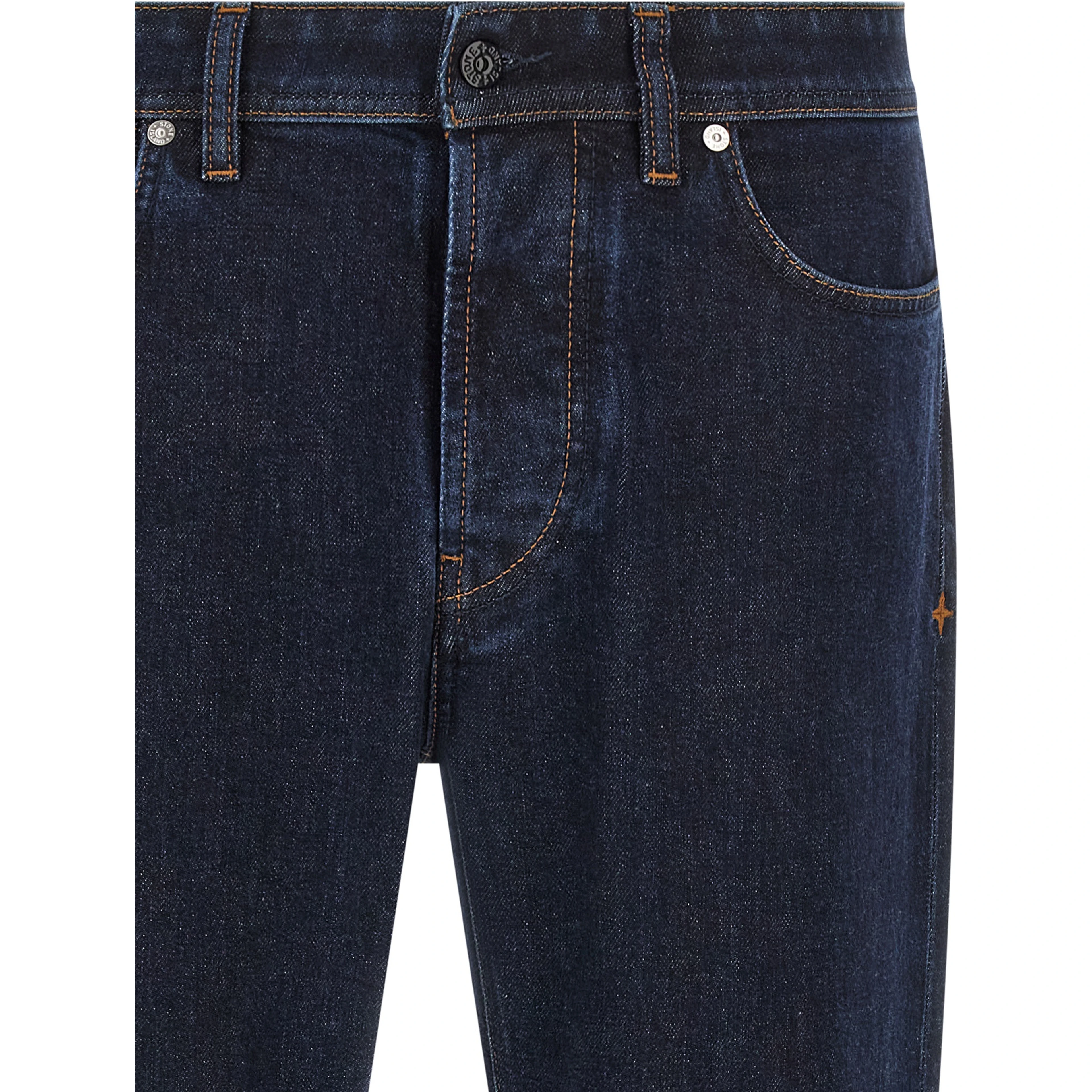 Blue Cotton Straight-Leg Jeans