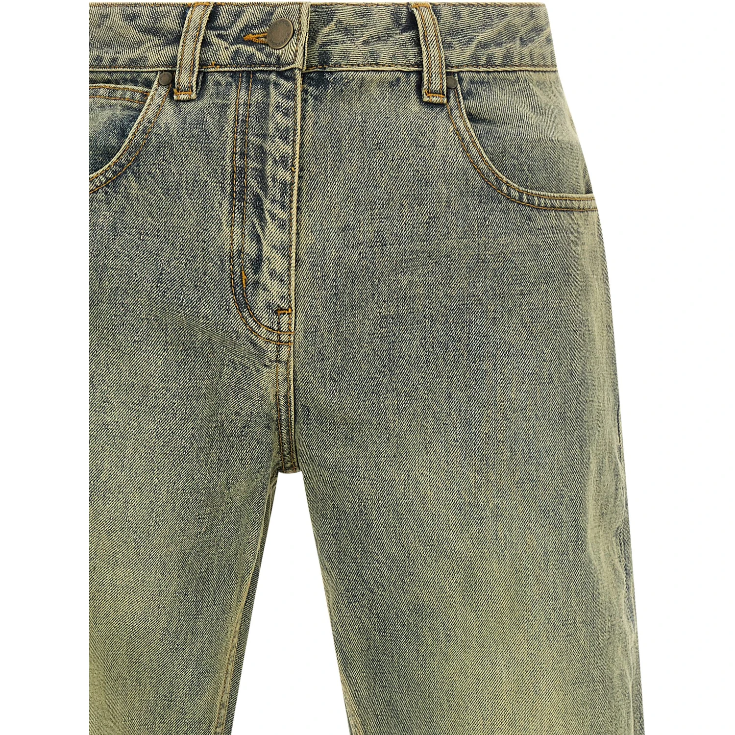 Bicolor Cotton Straight-Leg Jeans