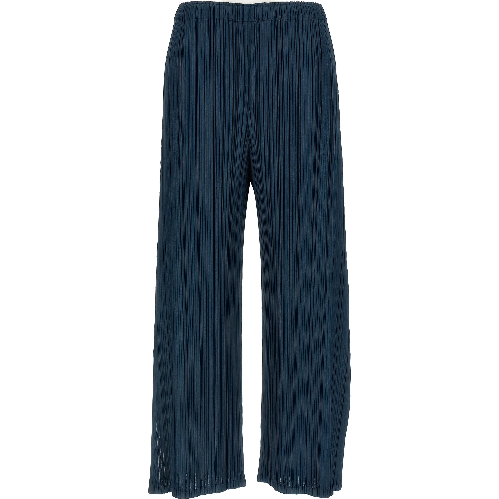 Blue Polyester Casual Pants