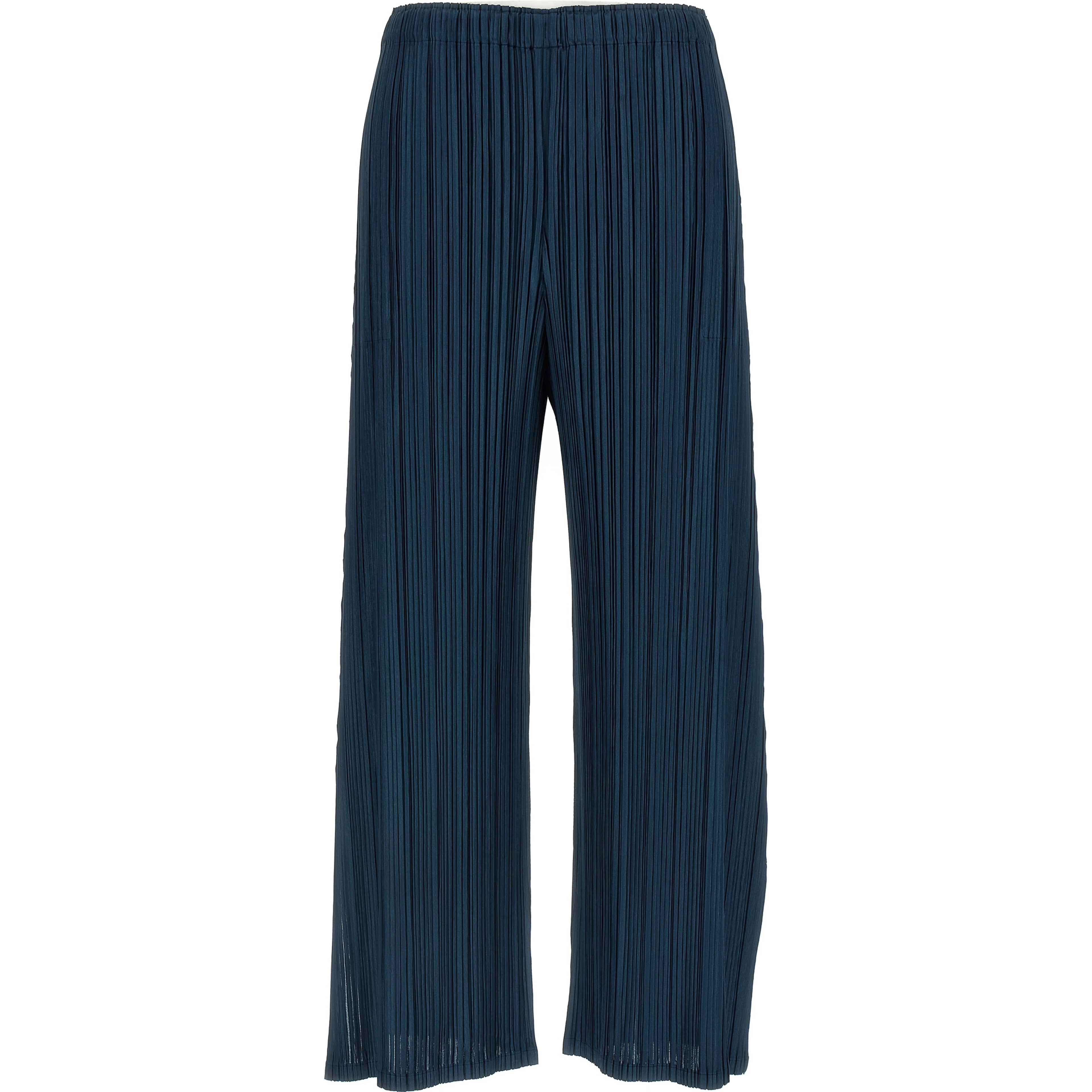 Blue Polyester Casual Pants