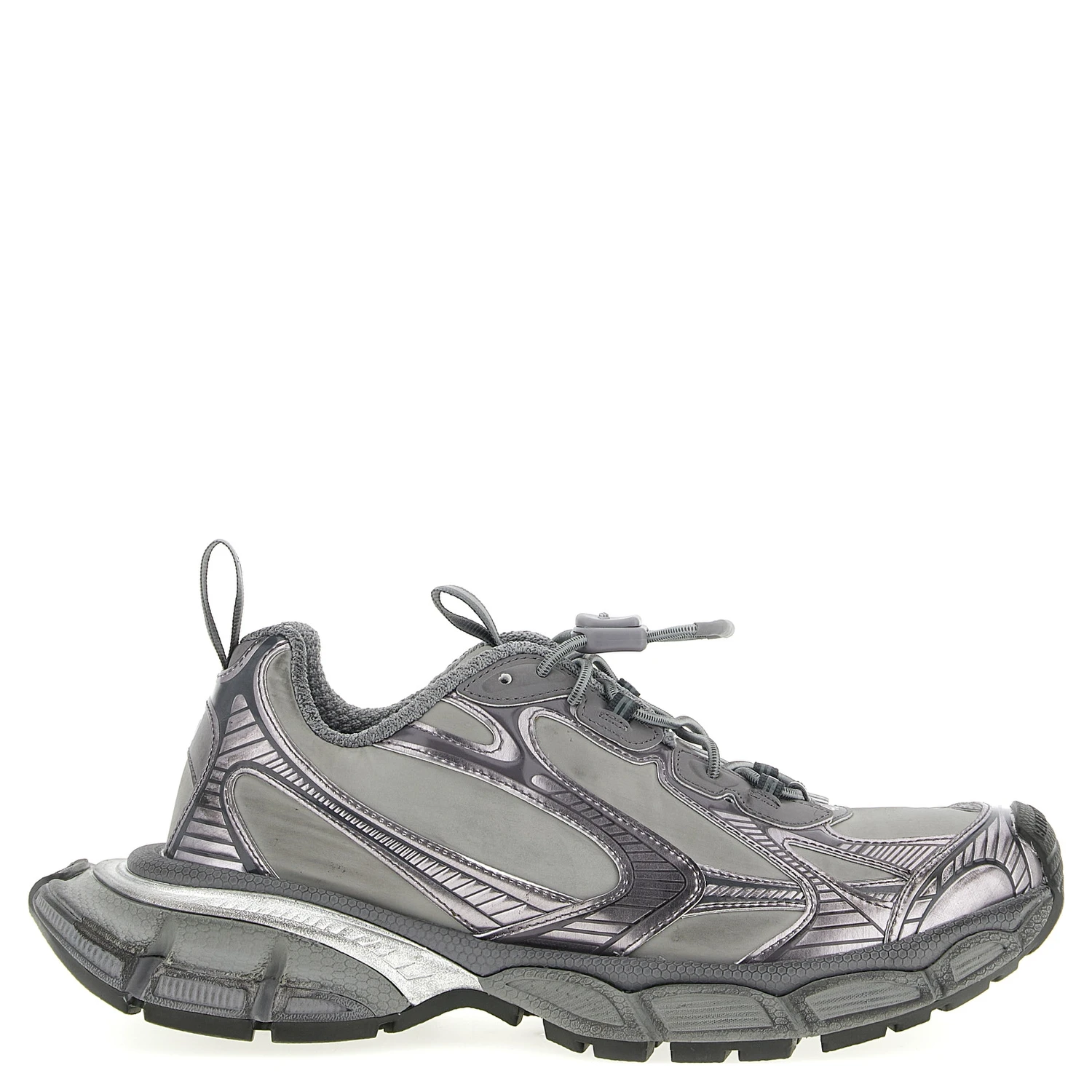 Gray Polyester Athletic Sneakers