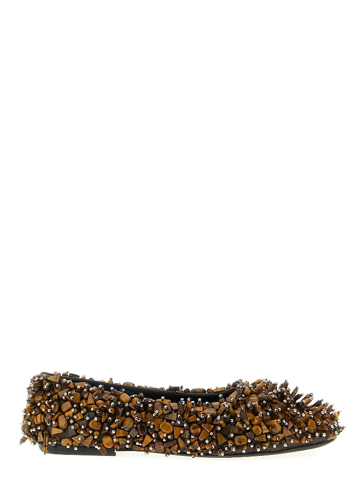 Brown Viscose Ballet Flats