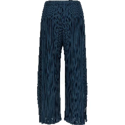 Blue Polyester Casual Pants