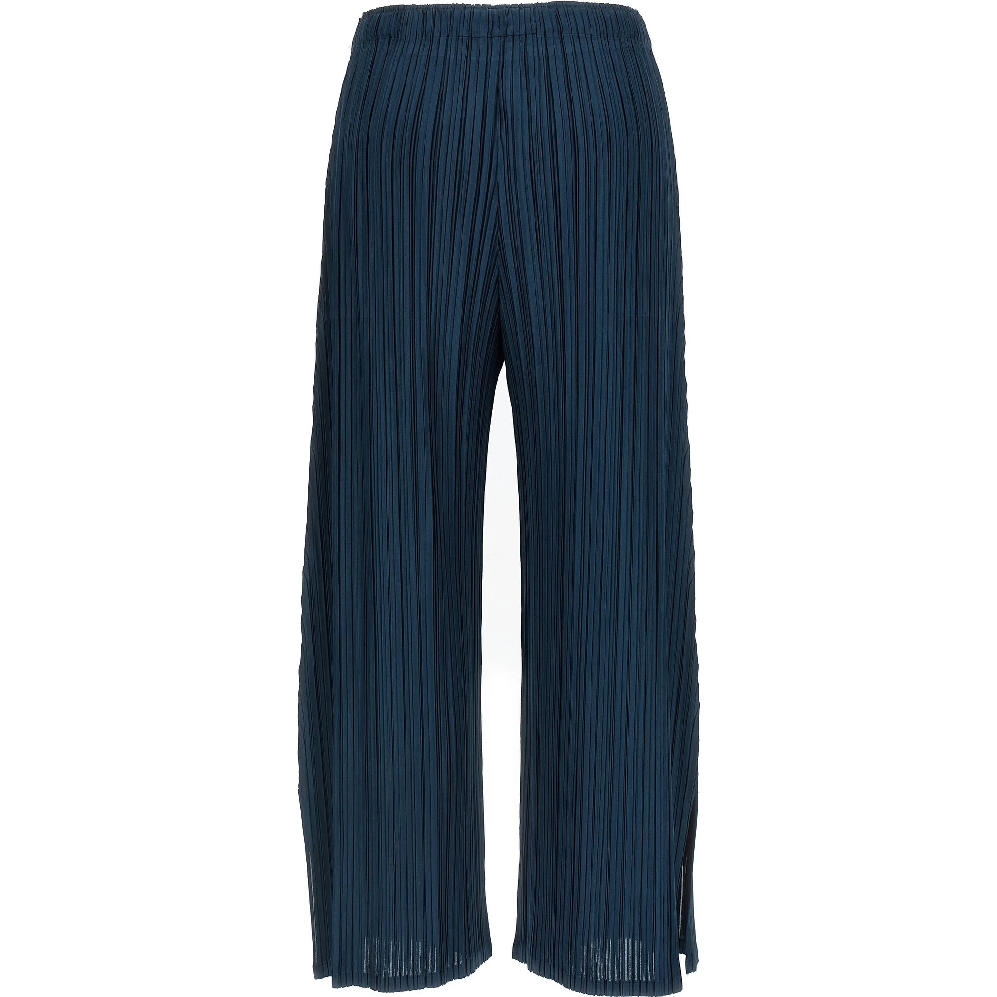Blue Polyester Casual Pants