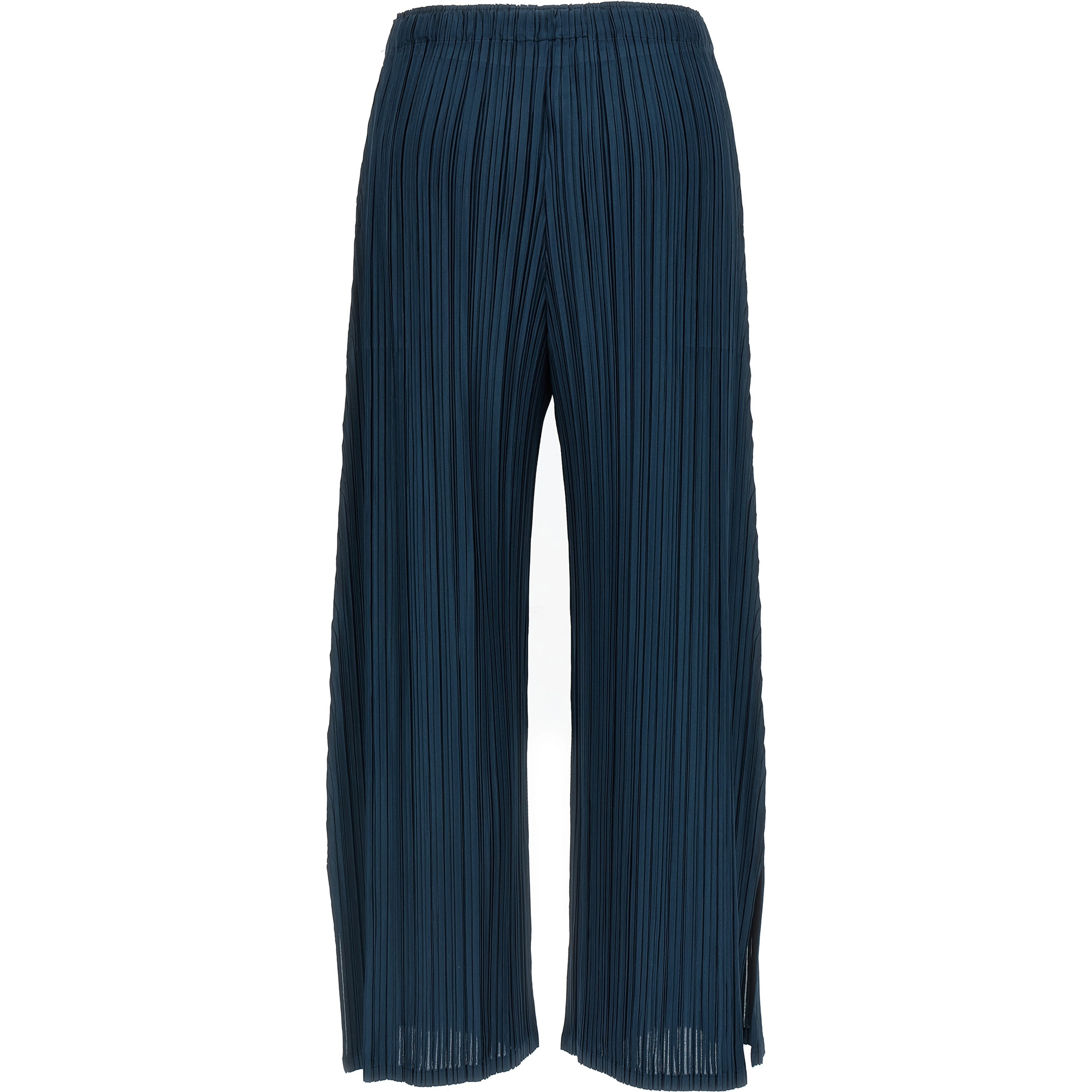 Blue Polyester Casual Pants