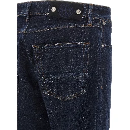 Blue Cotton Straight-Leg Jeans