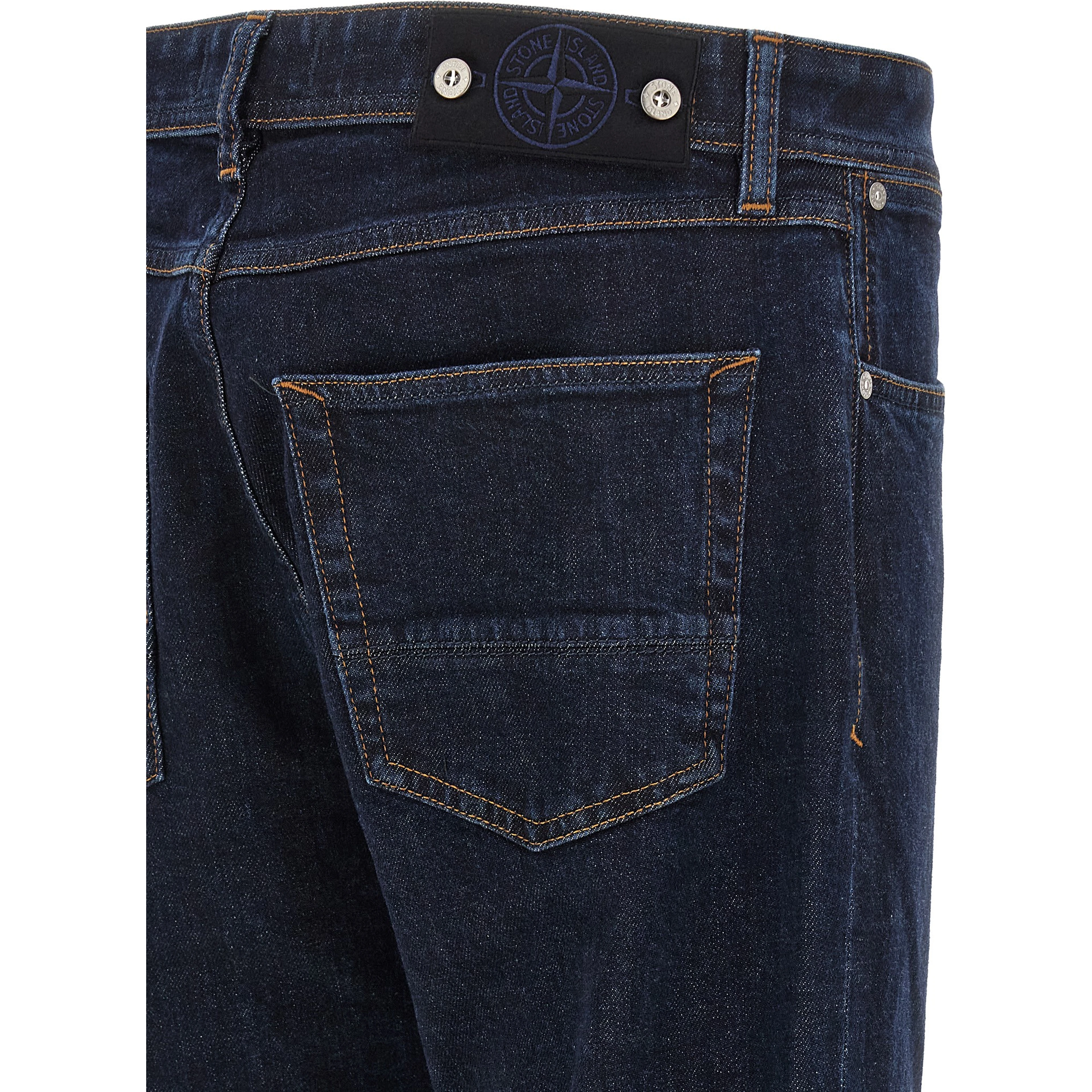 Blue Cotton Straight-Leg Jeans