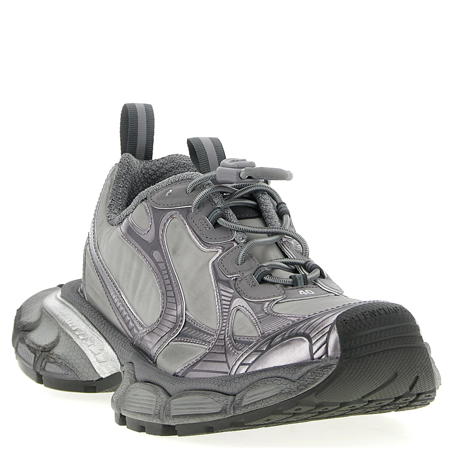 Gray Polyester Athletic Sneakers