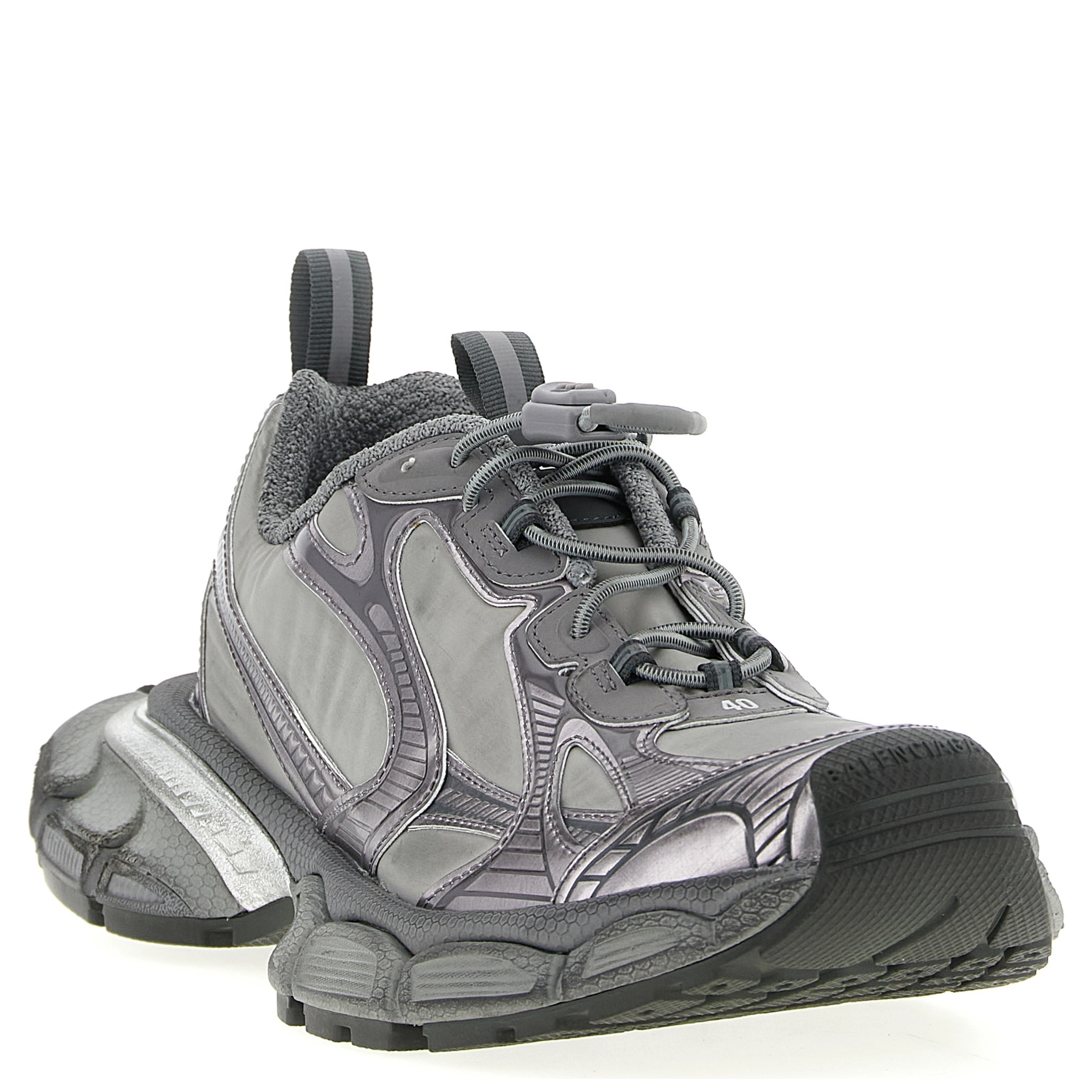 Gray Polyester Athletic Sneakers