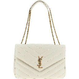 Beige Lamb Leather Shoulder Bag