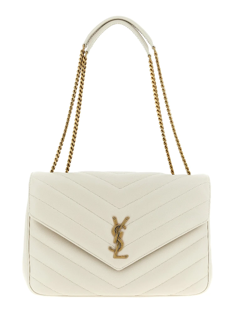 Beige Lamb Leather Shoulder Bag