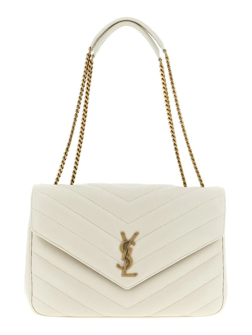 Beige Lamb Leather Shoulder Bag
