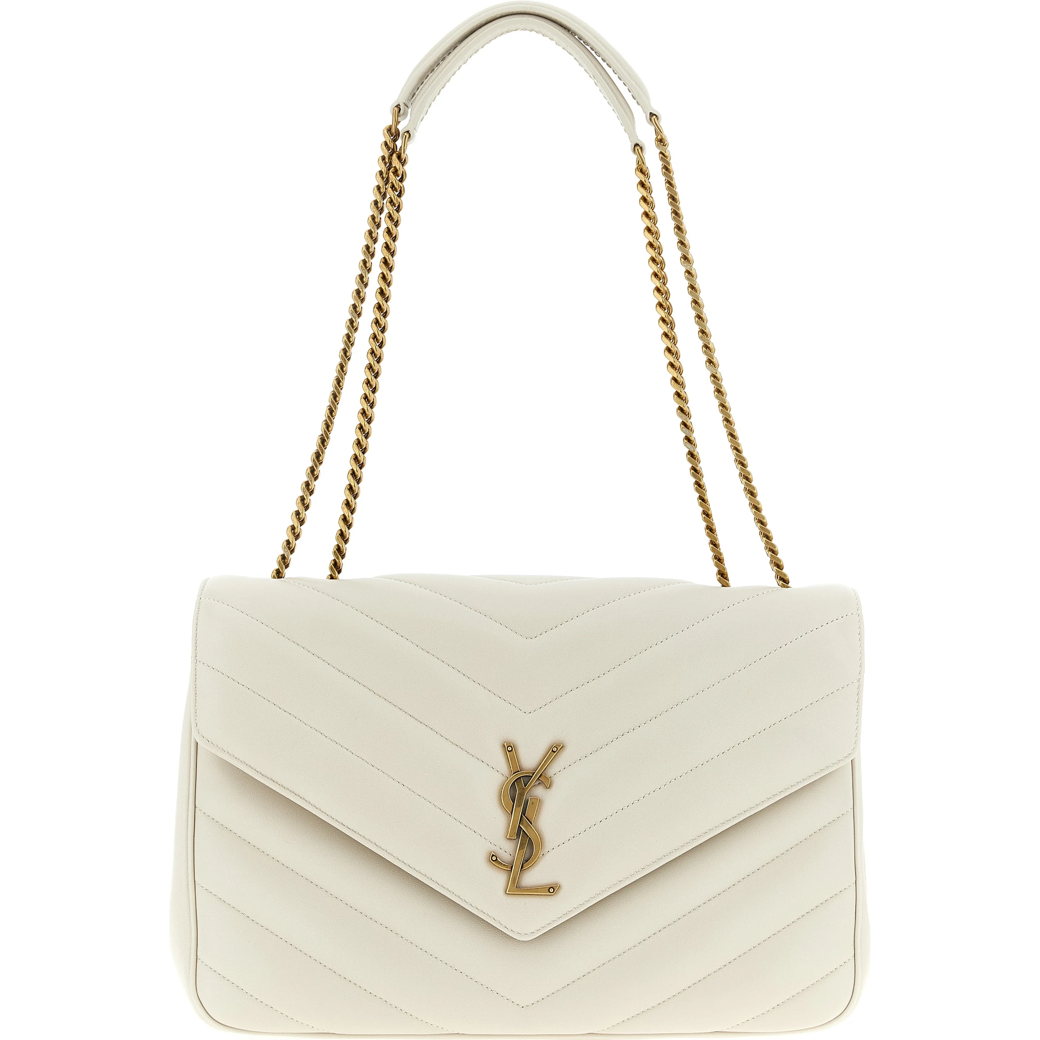 Beige Lamb Leather Shoulder Bag