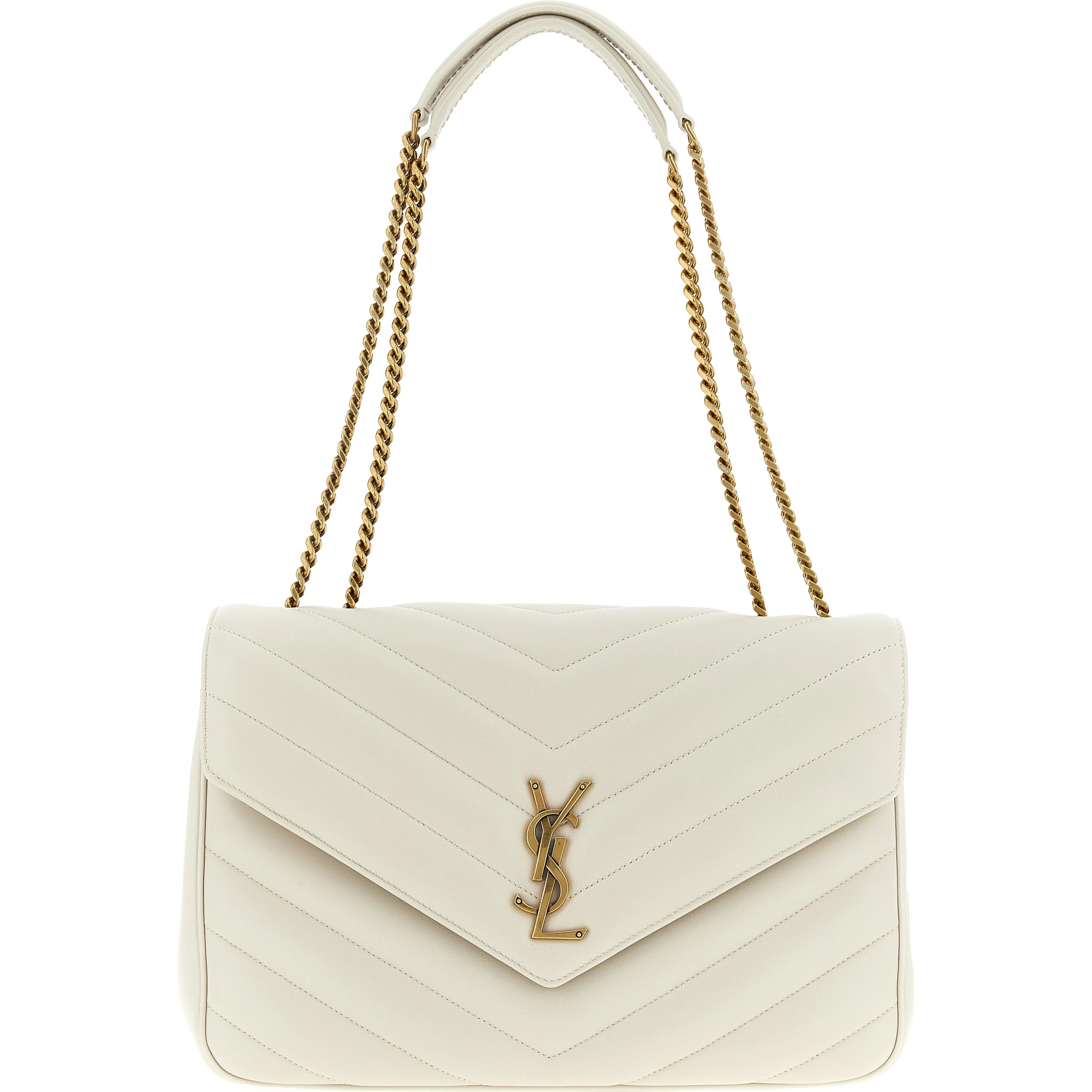 Beige Lamb Leather Shoulder Bag