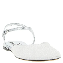 White Polyamide Ballet Flats