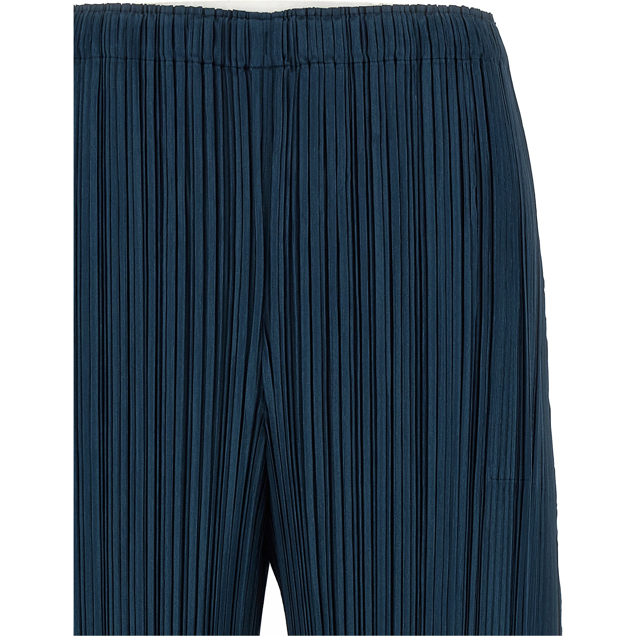 Blue Polyester Casual Pants
