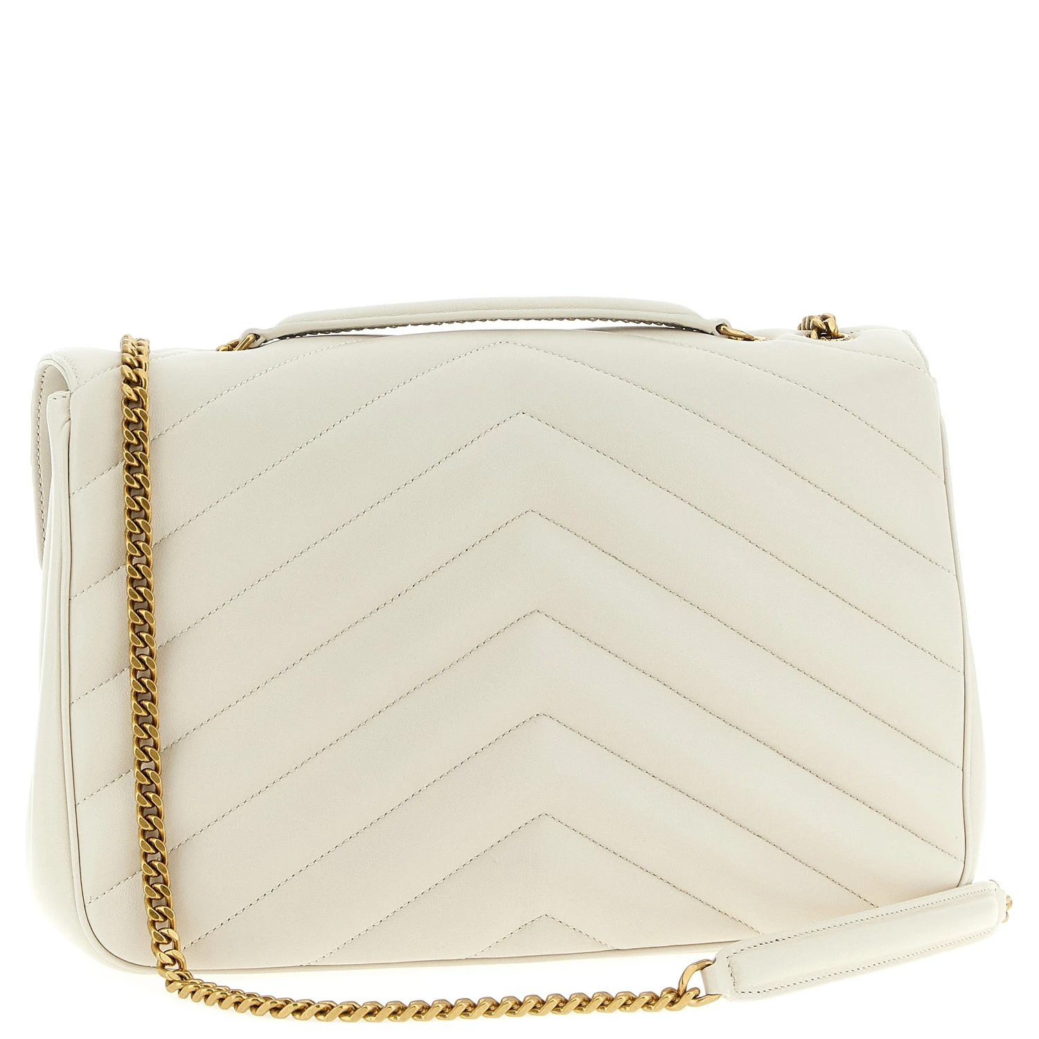 Beige Lamb Leather Shoulder Bag
