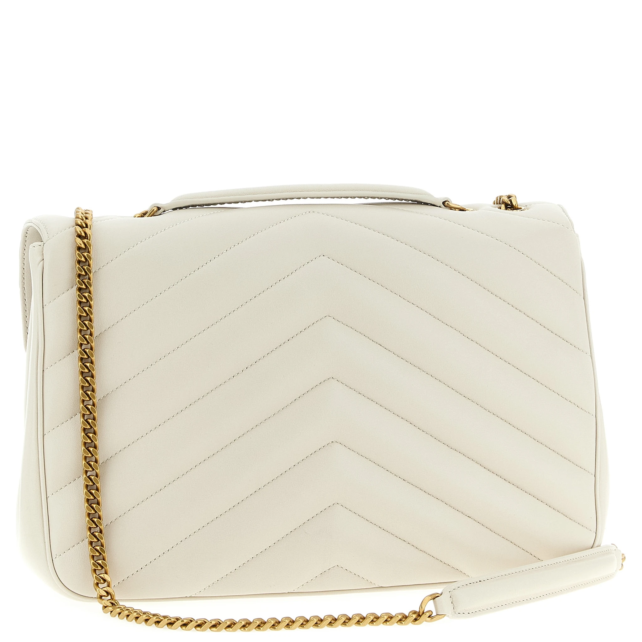 Beige Lamb Leather Shoulder Bag