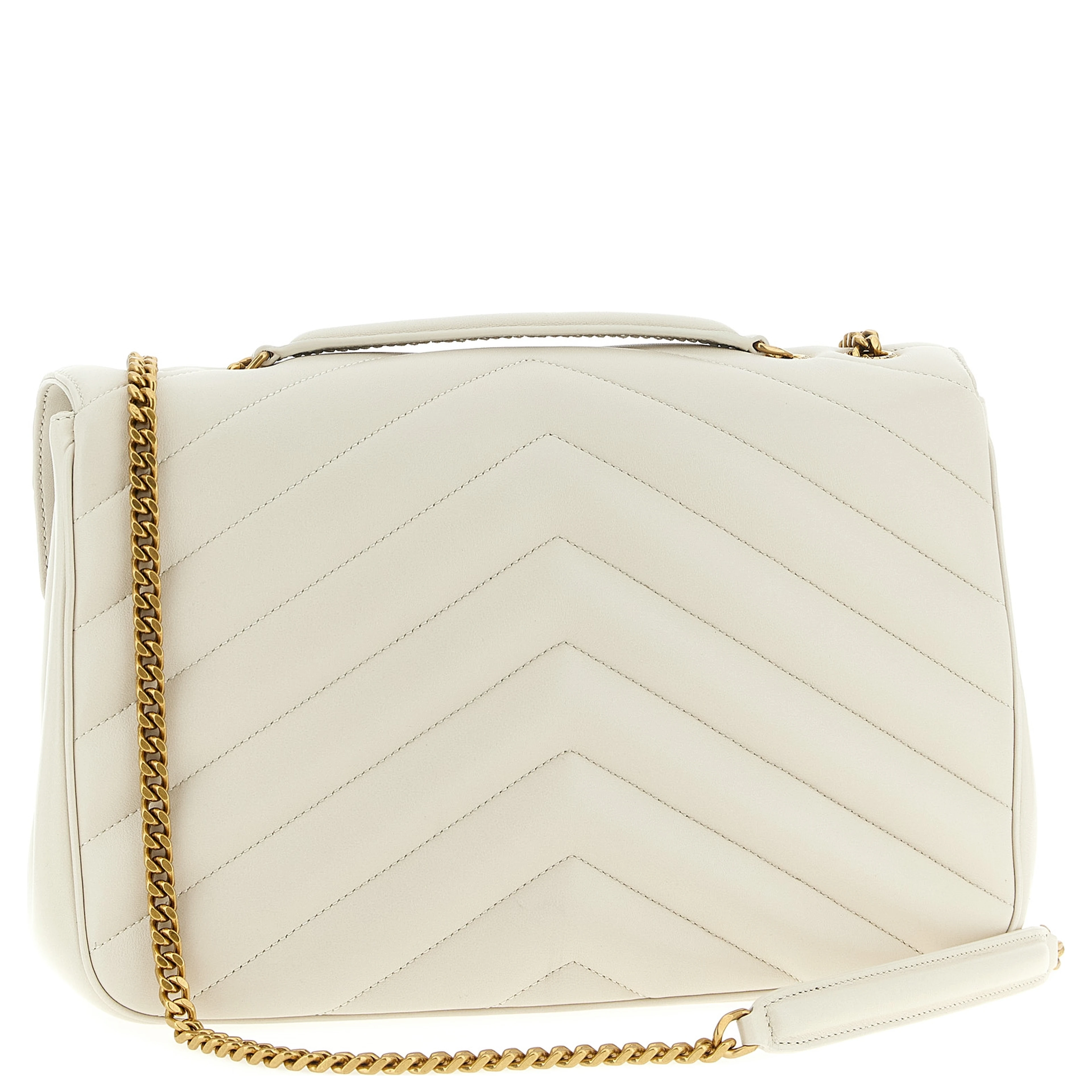 Beige Lamb Leather Shoulder Bag