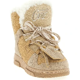 Beige Calfskin Ankle Boots