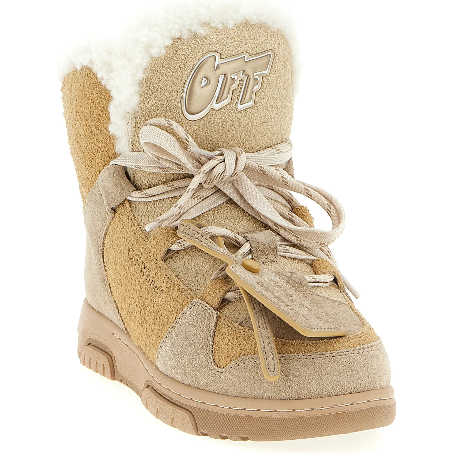 Beige Calfskin Ankle Boots