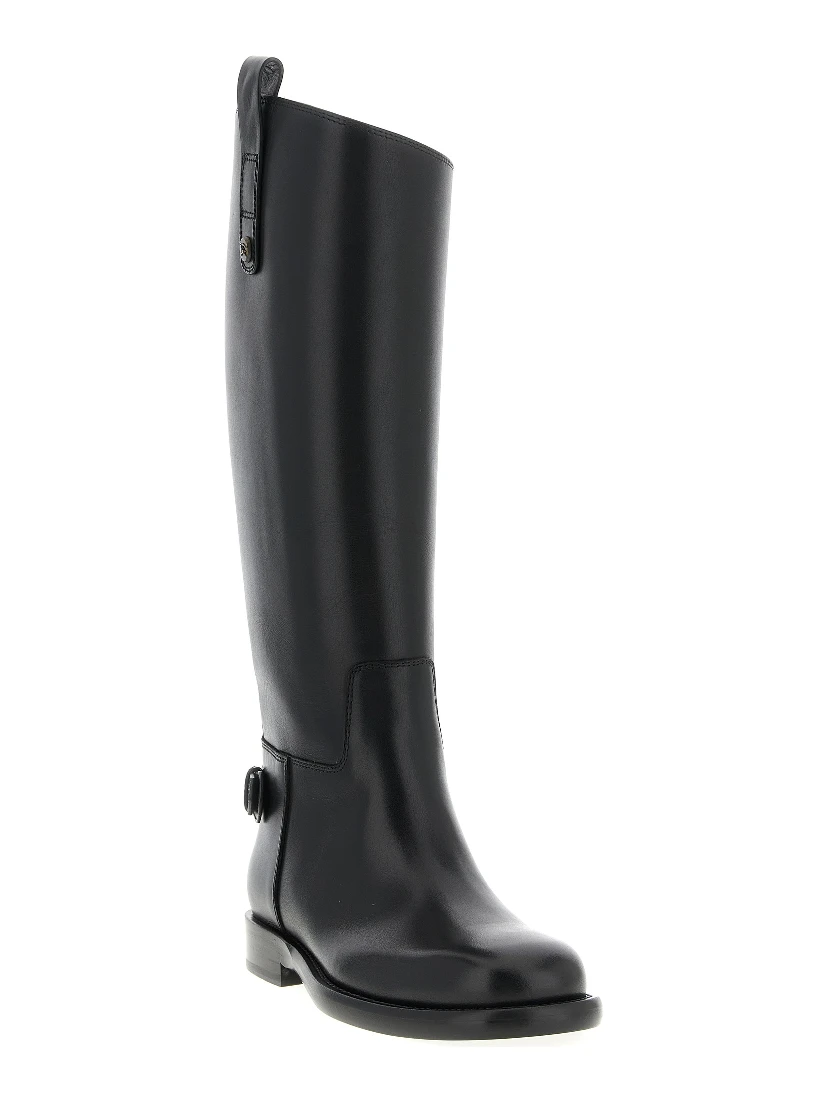 Black Calfskin Over The Knee