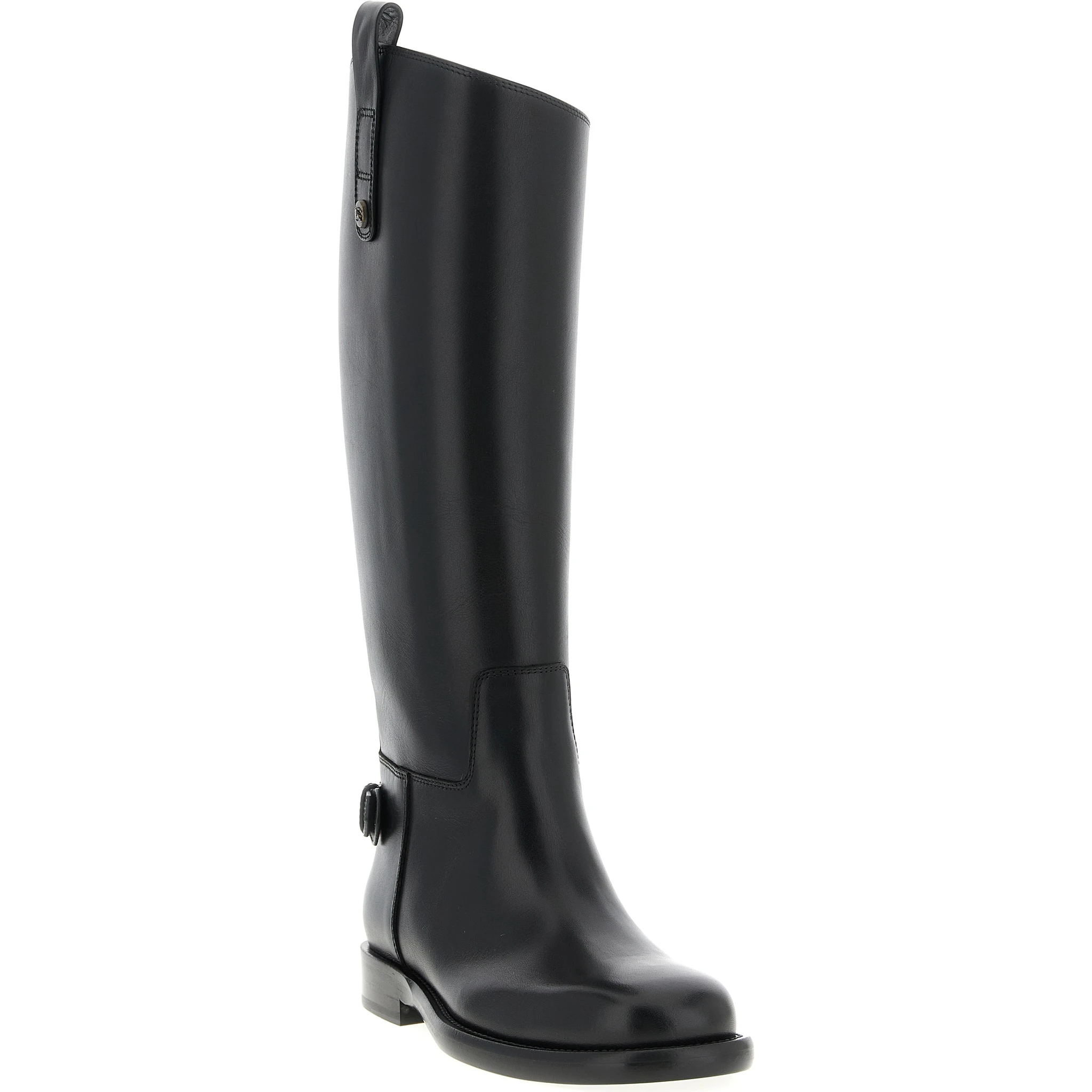 Black Calfskin Over The Knee